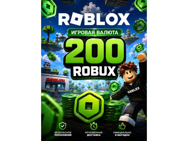 Игровая валюта Roblox 200 Robux, электронный ключ