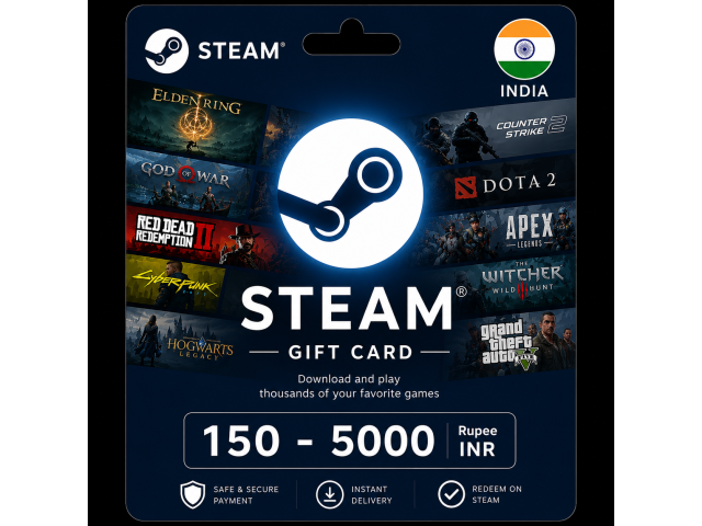 STEAM WALLET TOP-UP  150 - 5000 INR(Rupee) INDIA