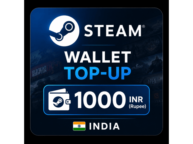 STEAM WALLET TOP-UP  1000 INR(Rupee) INDIA