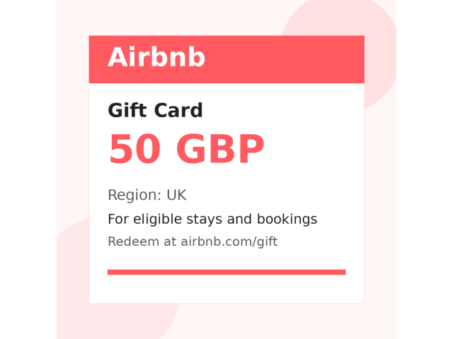 Airbnb (UK) 50 GBP - цифровая карта