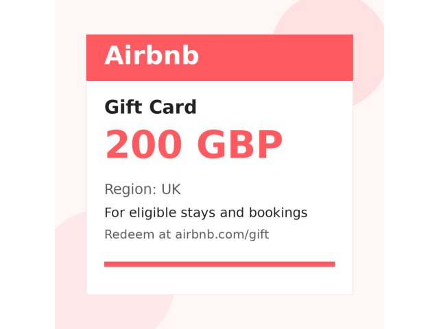 Airbnb (UK) 200 GBP - цифровая карта