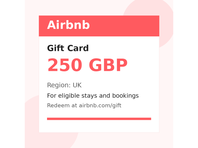 Airbnb (UK) 250 GBP - цифровая карта