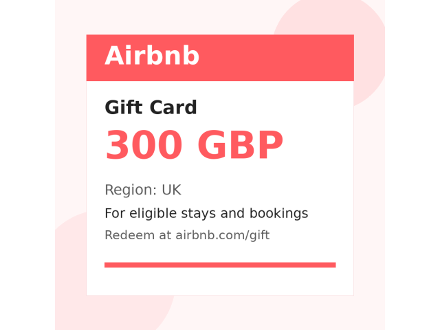 Airbnb (UK) 300 GBP - цифровая карта