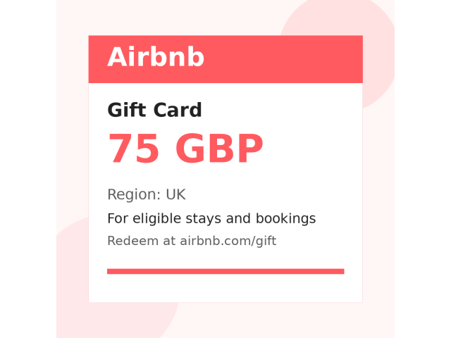 Airbnb (UK) 75 GBP - цифровая карта