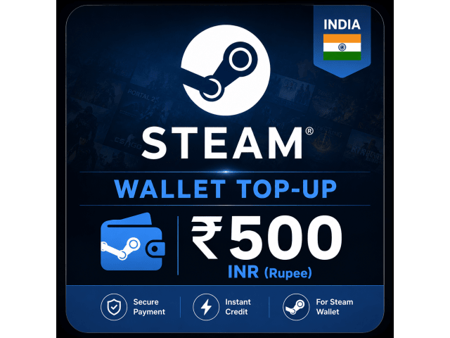 STEAM WALLET TOP-UP  500 INR(Rupee) INDIA